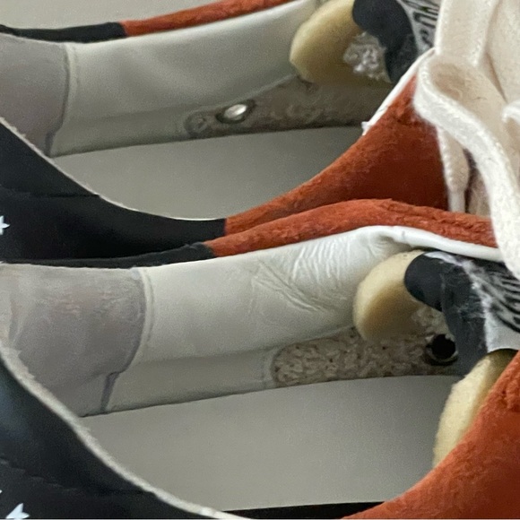 Golden Goose Deluxe Brand Superstar Sneakers Orange Suede Silver Glitter Star 39 - Picture 7 of 9